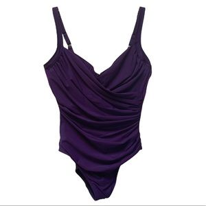 Miraclesuit Purple Slimming One Piece Bathing Suit